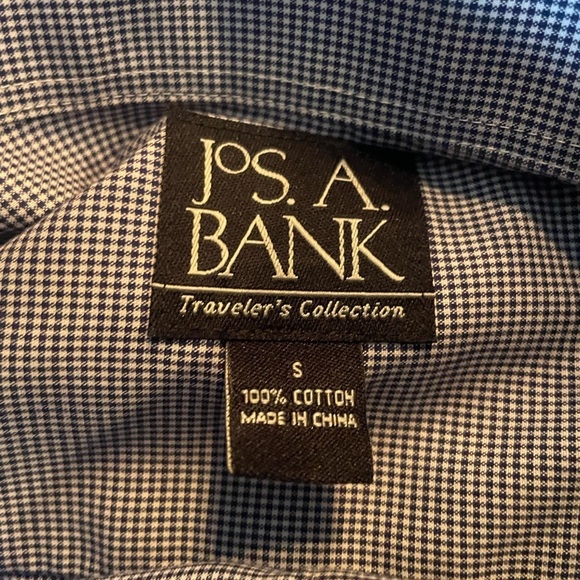 JoS. A. BANK Men's blue/white checked Dress Shirt long sleeve size small - Picture 4 of 5